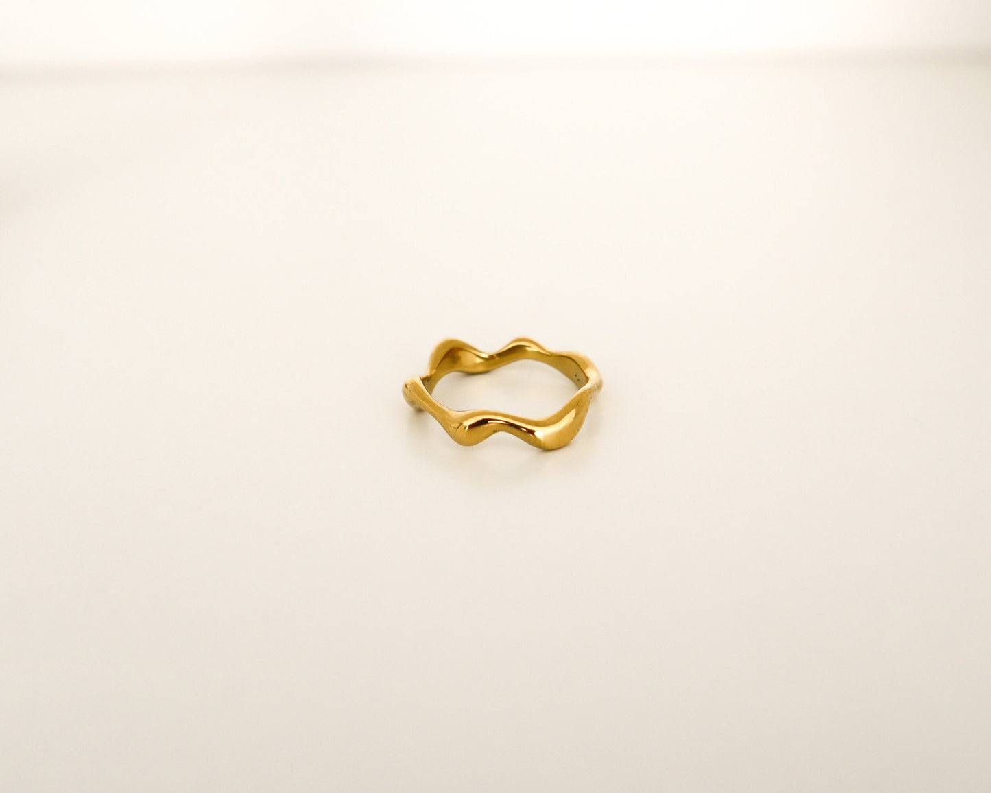 18K Gold Wave Ring, Gold Chunky Ring, WaterProof Tarnish rings , Gold Plated Stainless Steel Rings