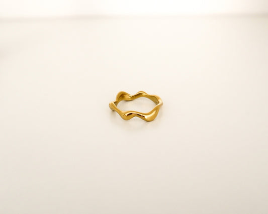 18K Gold Wave Ring, Gold Chunky Ring, WaterProof Tarnish rings , Gold Plated Stainless Steel Rings