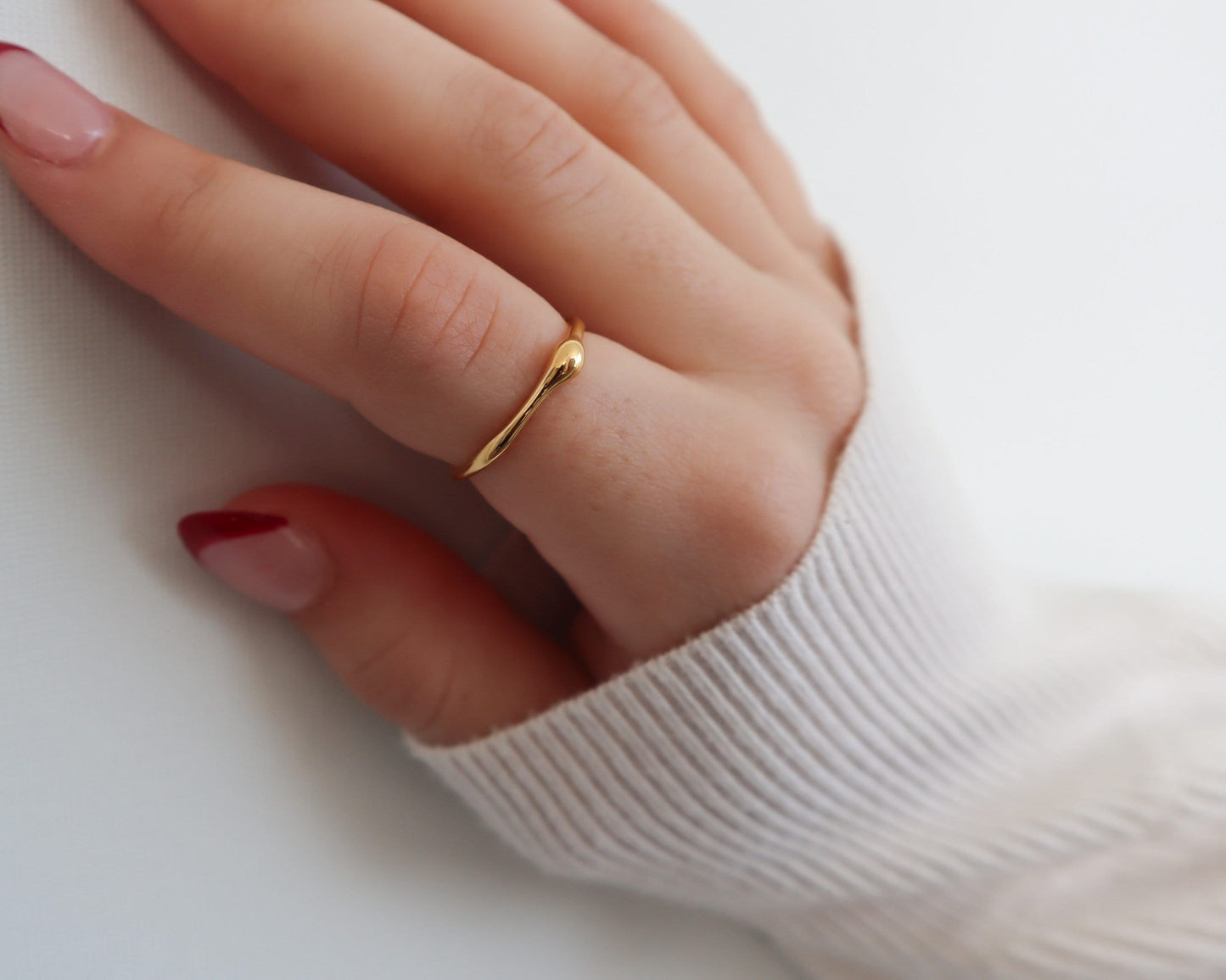 18K Gold Delicate Textured Ring, Gold Ring, WaterProof Tarnish rings , Gold Plated Stainless Steel Rings