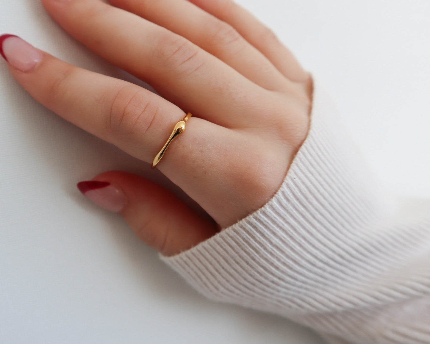 18K Gold Delicate Textured Ring, Gold Ring, WaterProof Tarnish rings , Gold Plated Stainless Steel Rings