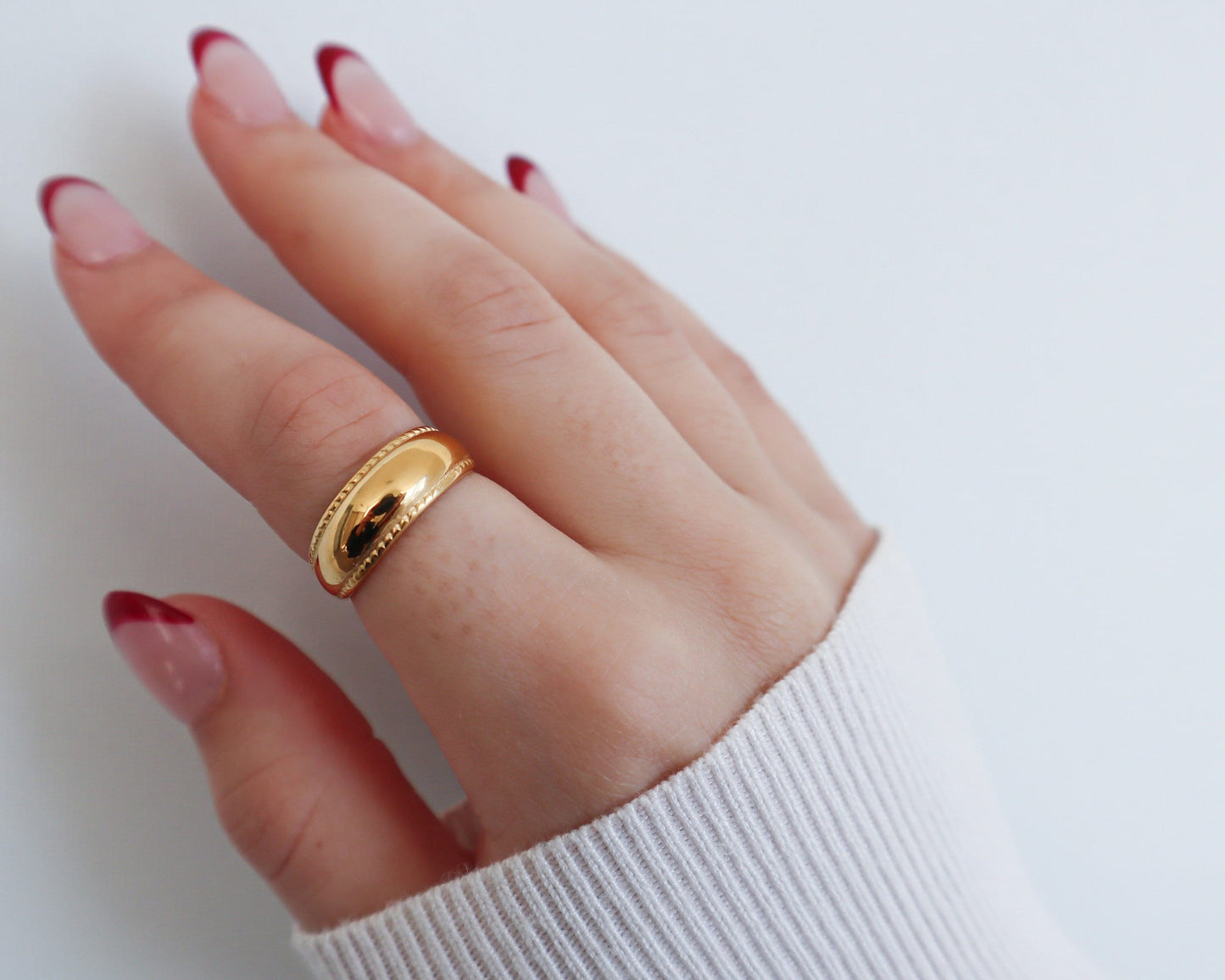 18K Gold Dome Ring, Gold Chunky Ring, WaterProof Tarnish rings , Gold Plated Stainless Steel Rings