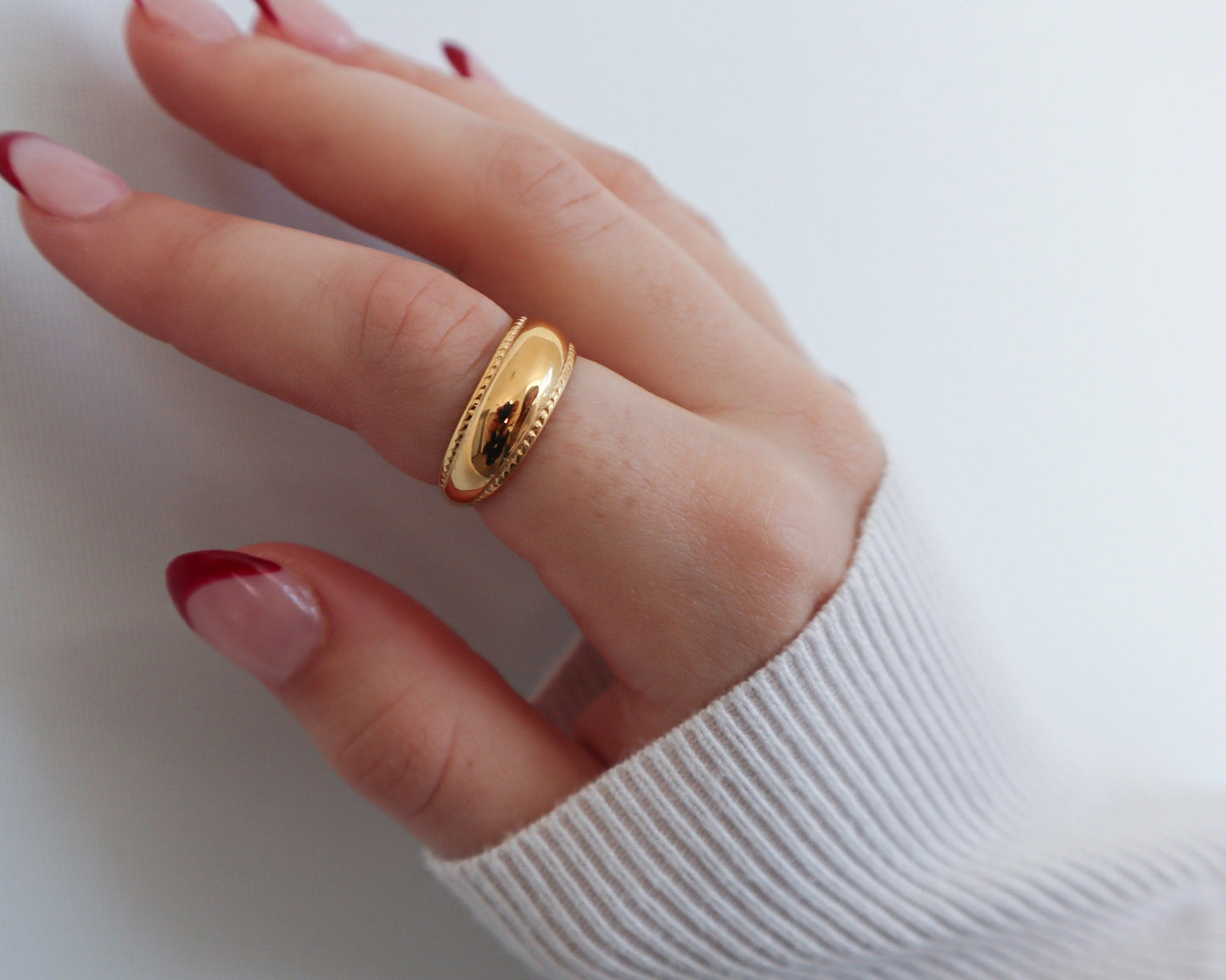 18K Gold Dome Ring, Gold Chunky Ring, WaterProof Tarnish rings , Gold Plated Stainless Steel Rings