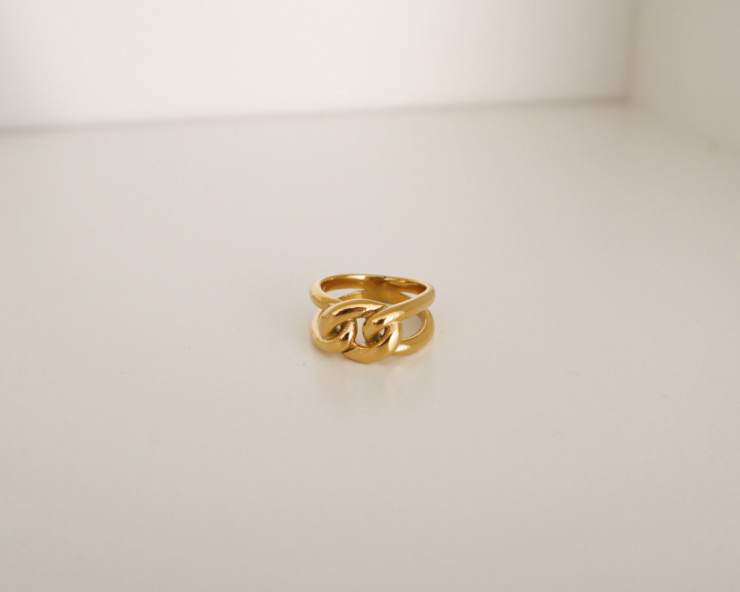 18K Gold Braided Ring, Gold Chunky Ring, WaterProof Tarnish rings , Gold Plated Stainless Steel Rings