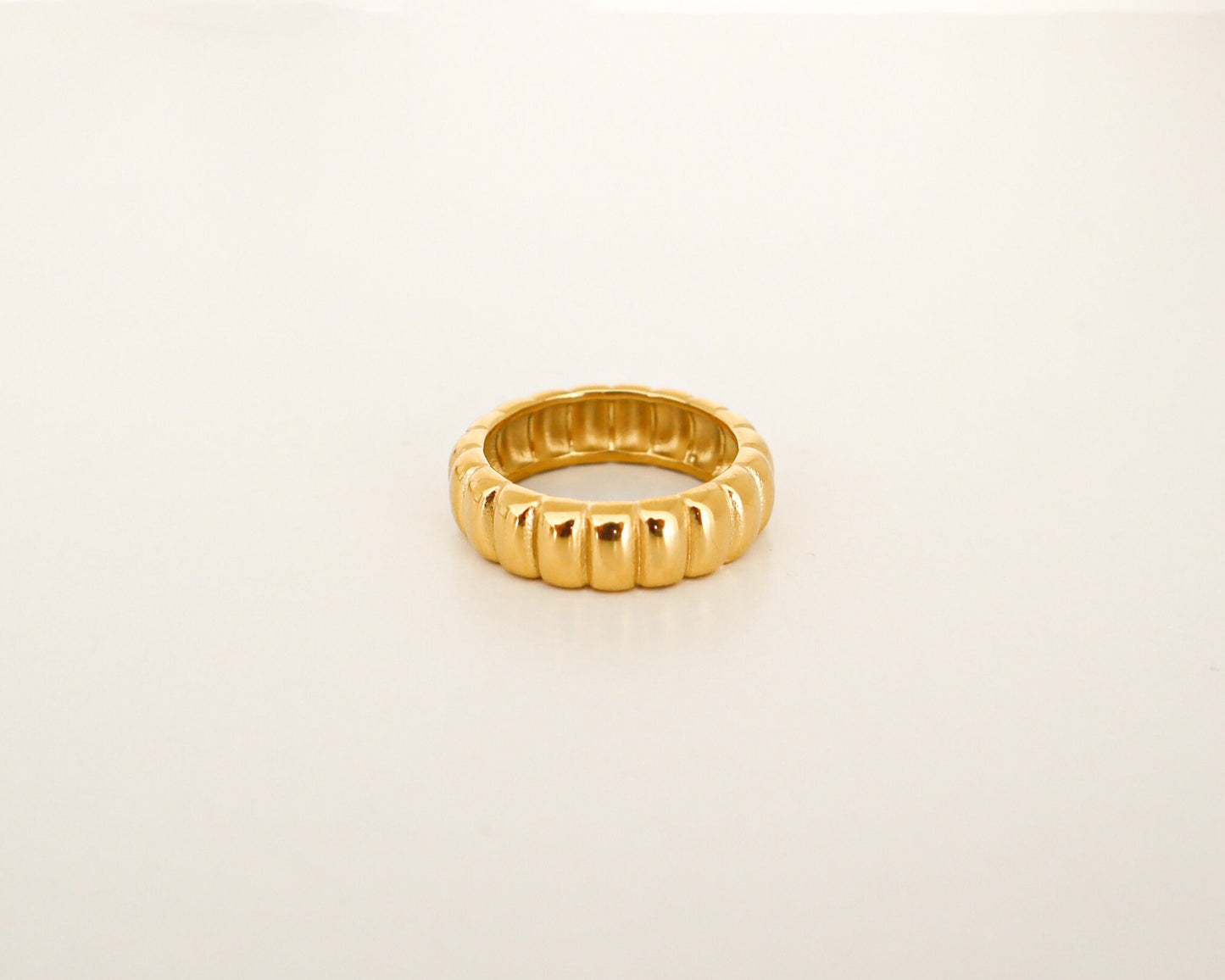 18K Gold Puff Ring, Gold Chunky Ring, WaterProof Tarnish rings , Gold Plated Stainless Steel Rings