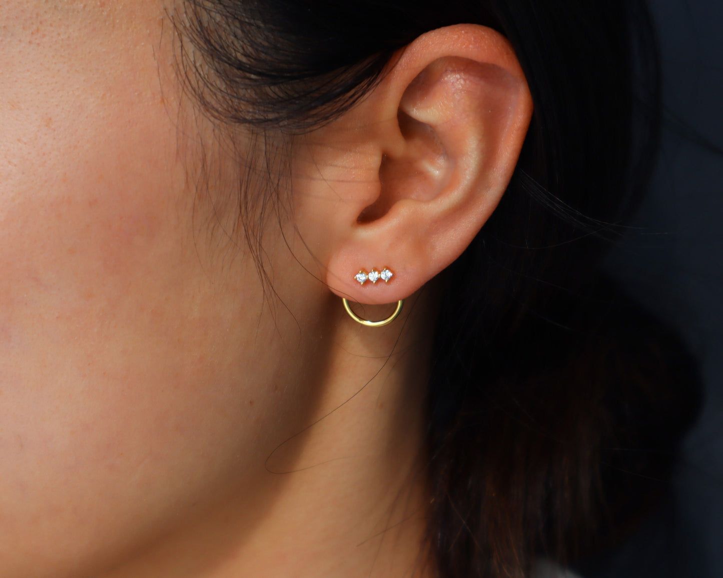 Dainty Front Back Circle  Earrings