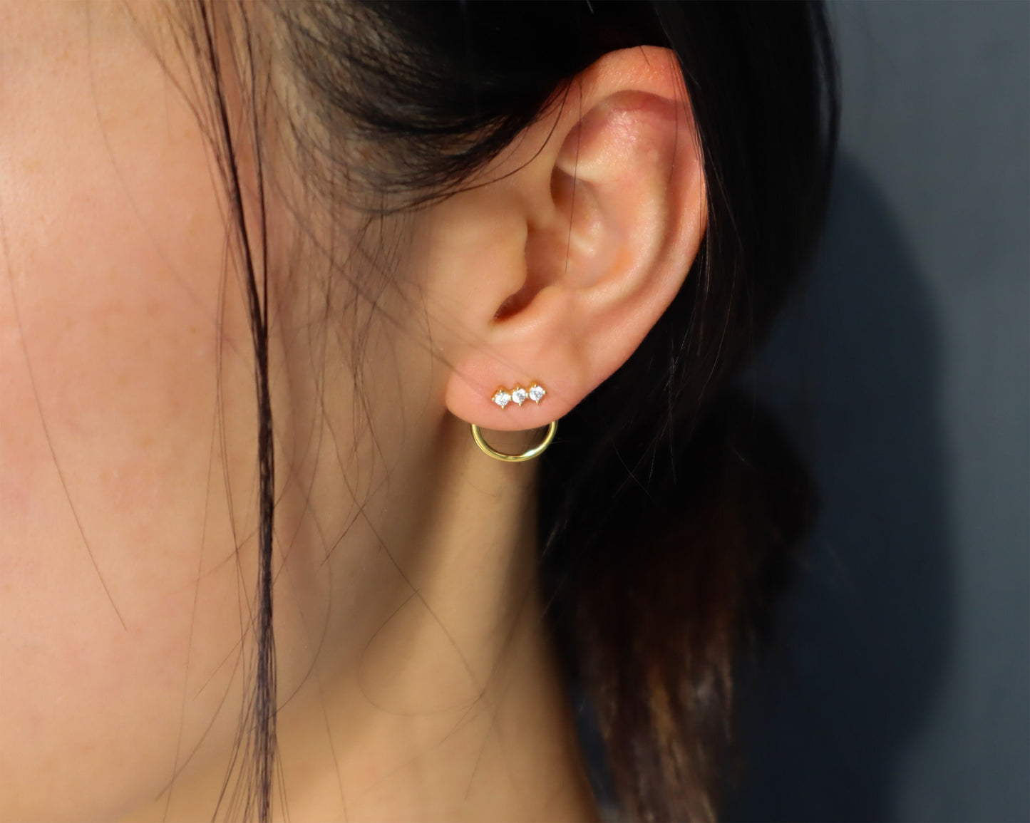 Dainty Front Back Circle  Earrings