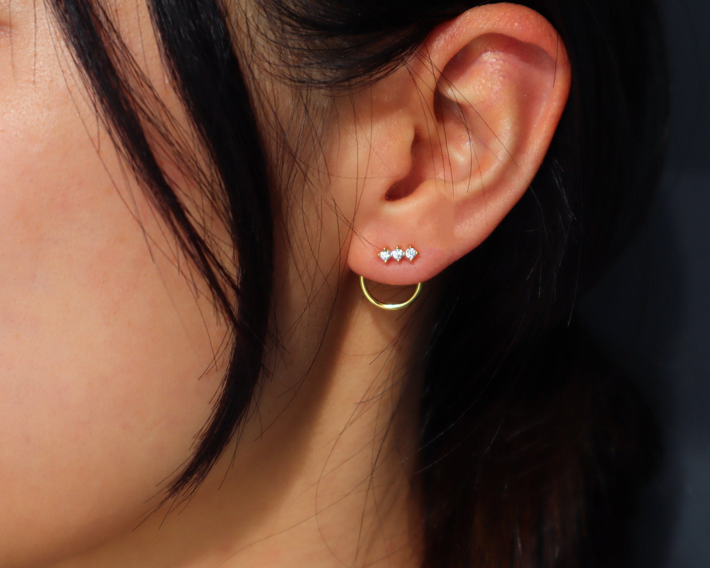 Dainty Front Back Circle  Earrings